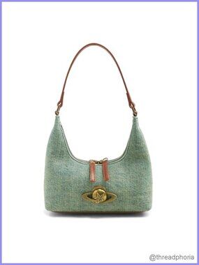 Hikiwin Mini Denim Crescent Clutch Shoulder Bag Faux Leather Strap